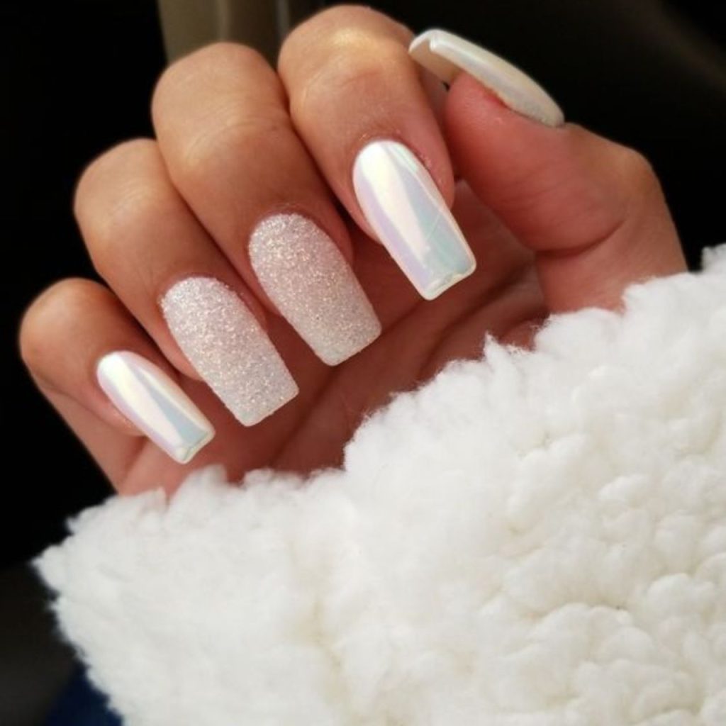 white chrome nails