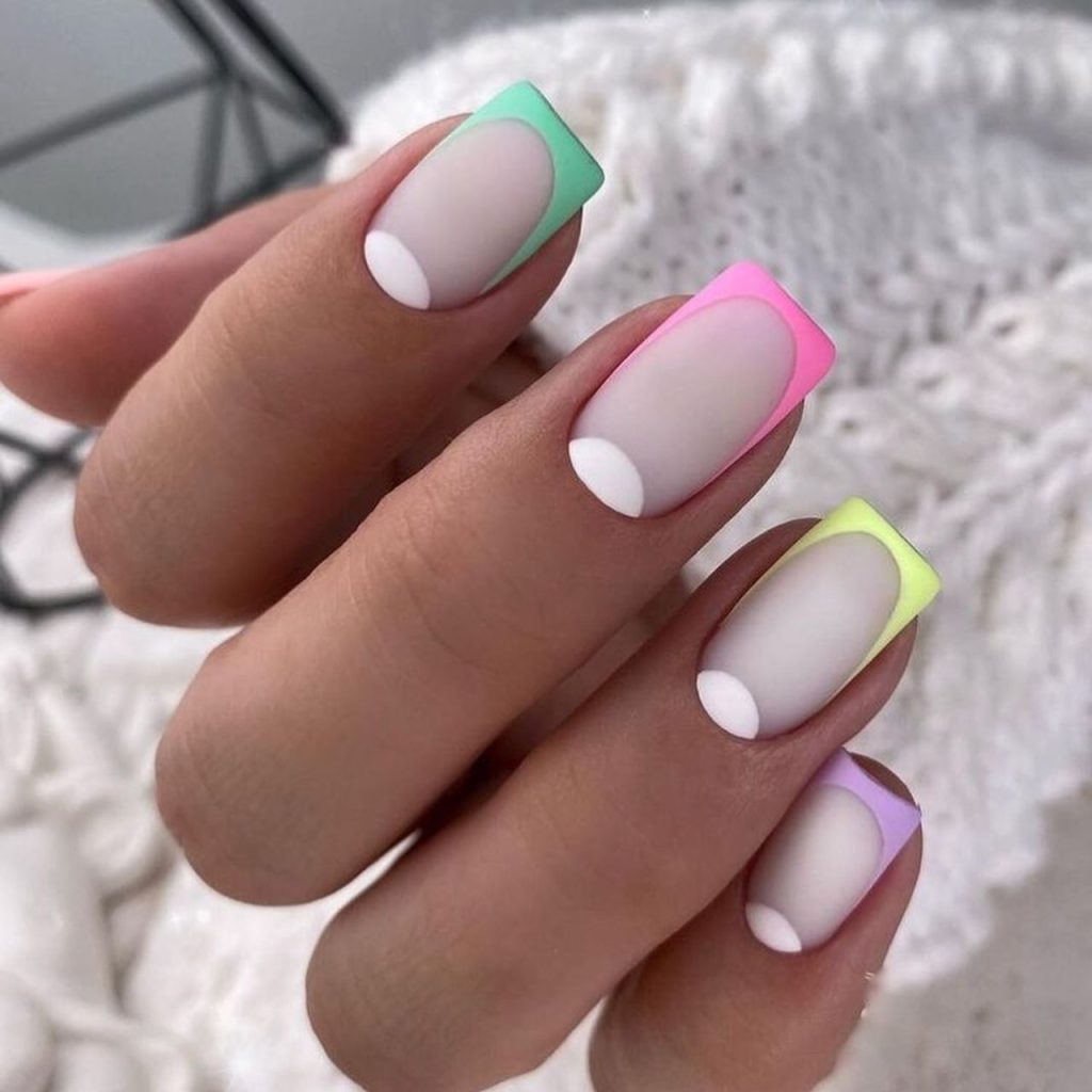 colorful reverse french nails