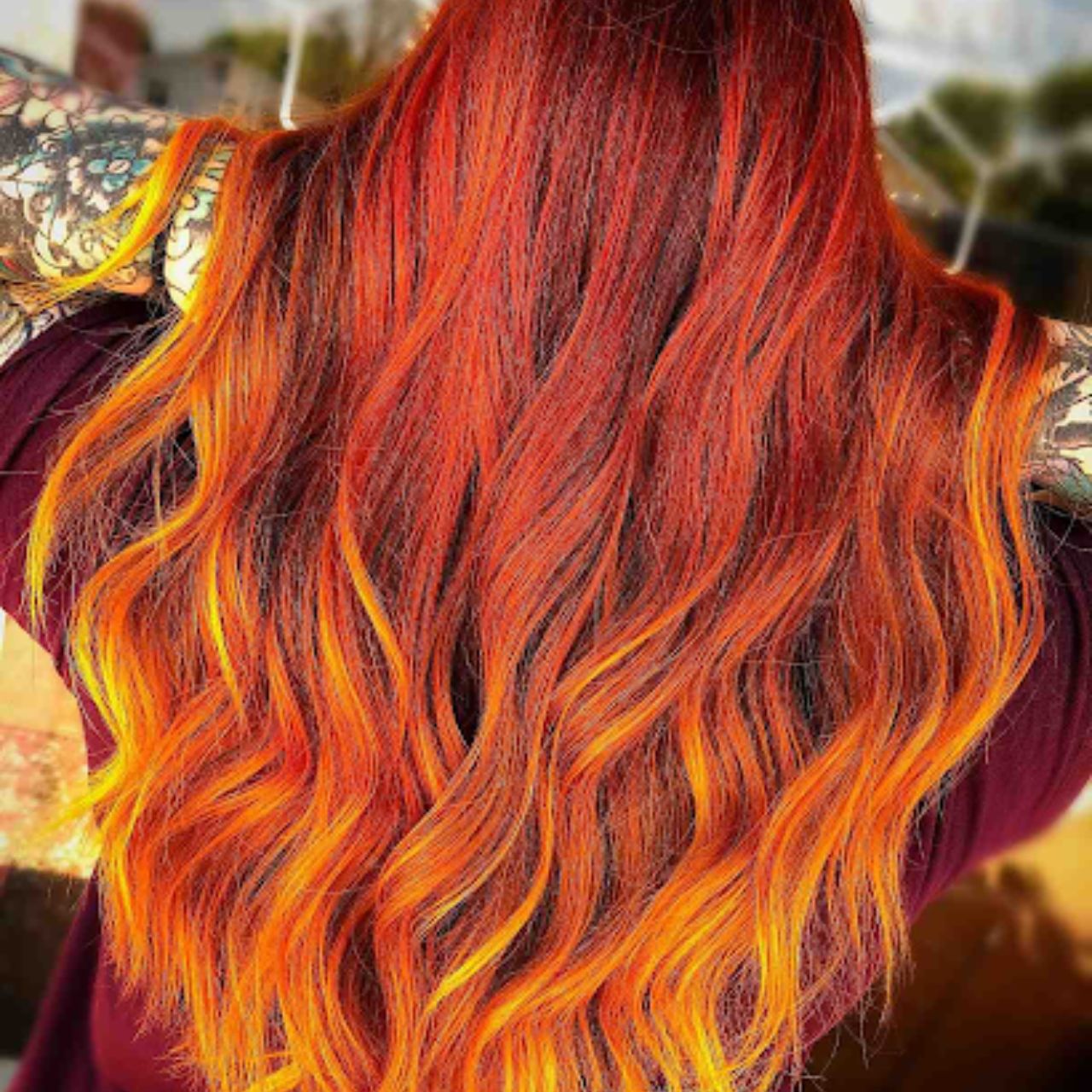Burnt Orange hair color with red lock
