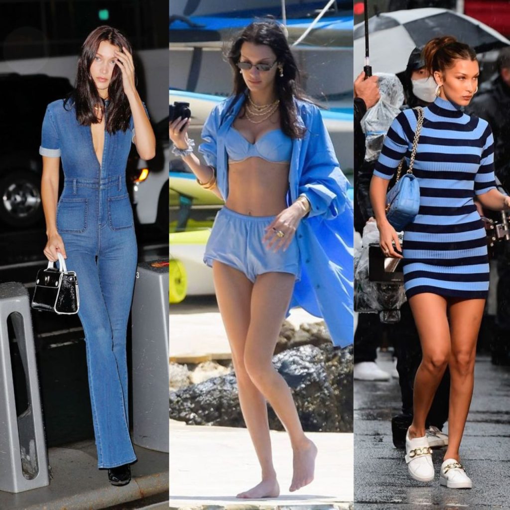 Bella Hadid's Blue Outfit Design