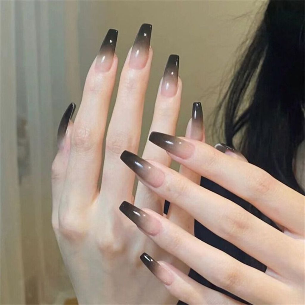 Black And Rose Gold Ombre Nails