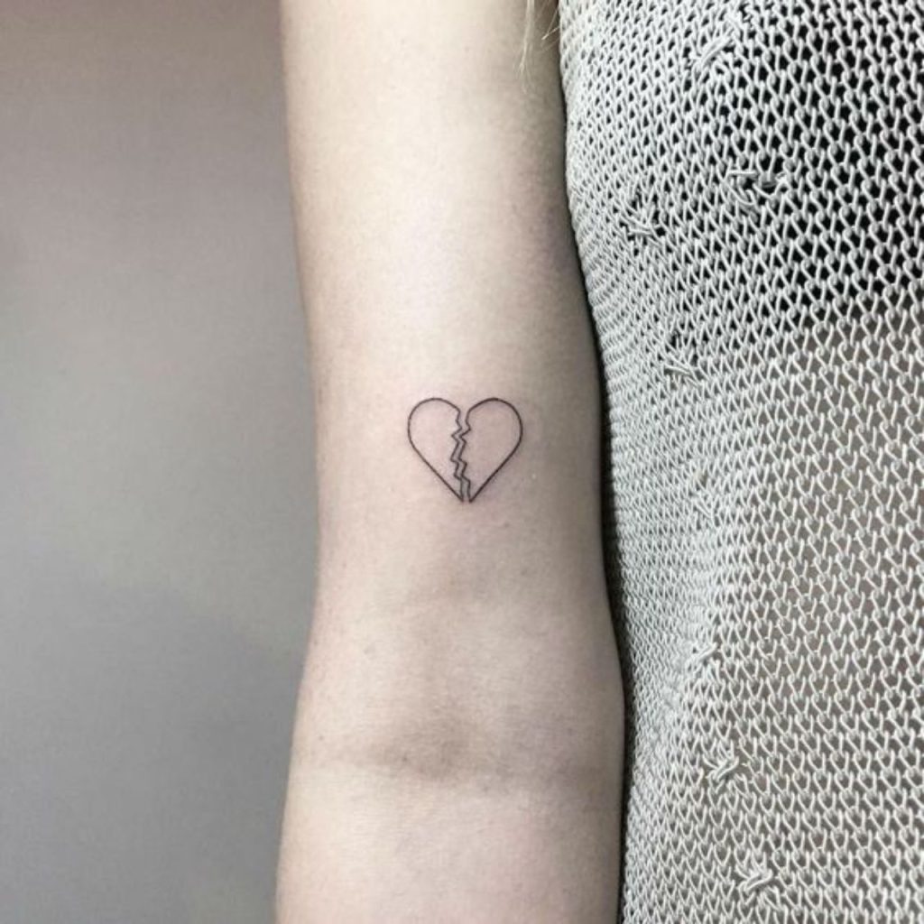 Broken Heart Outline Tattoo Design