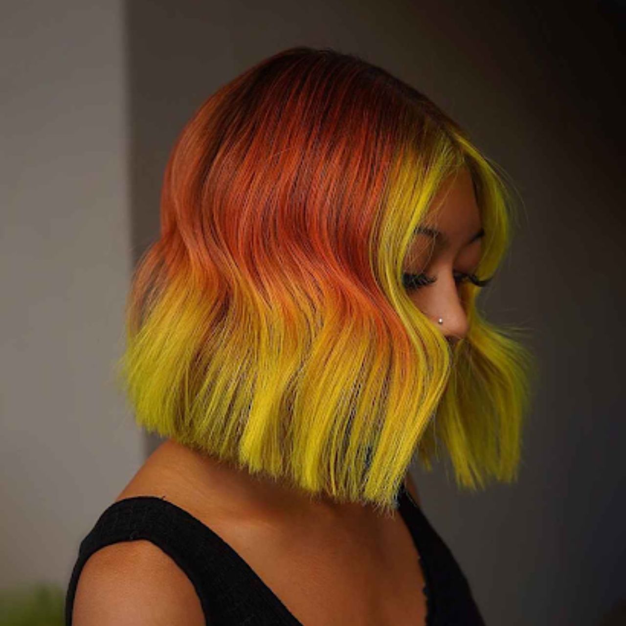 Burnt orange and yellow hairstyle