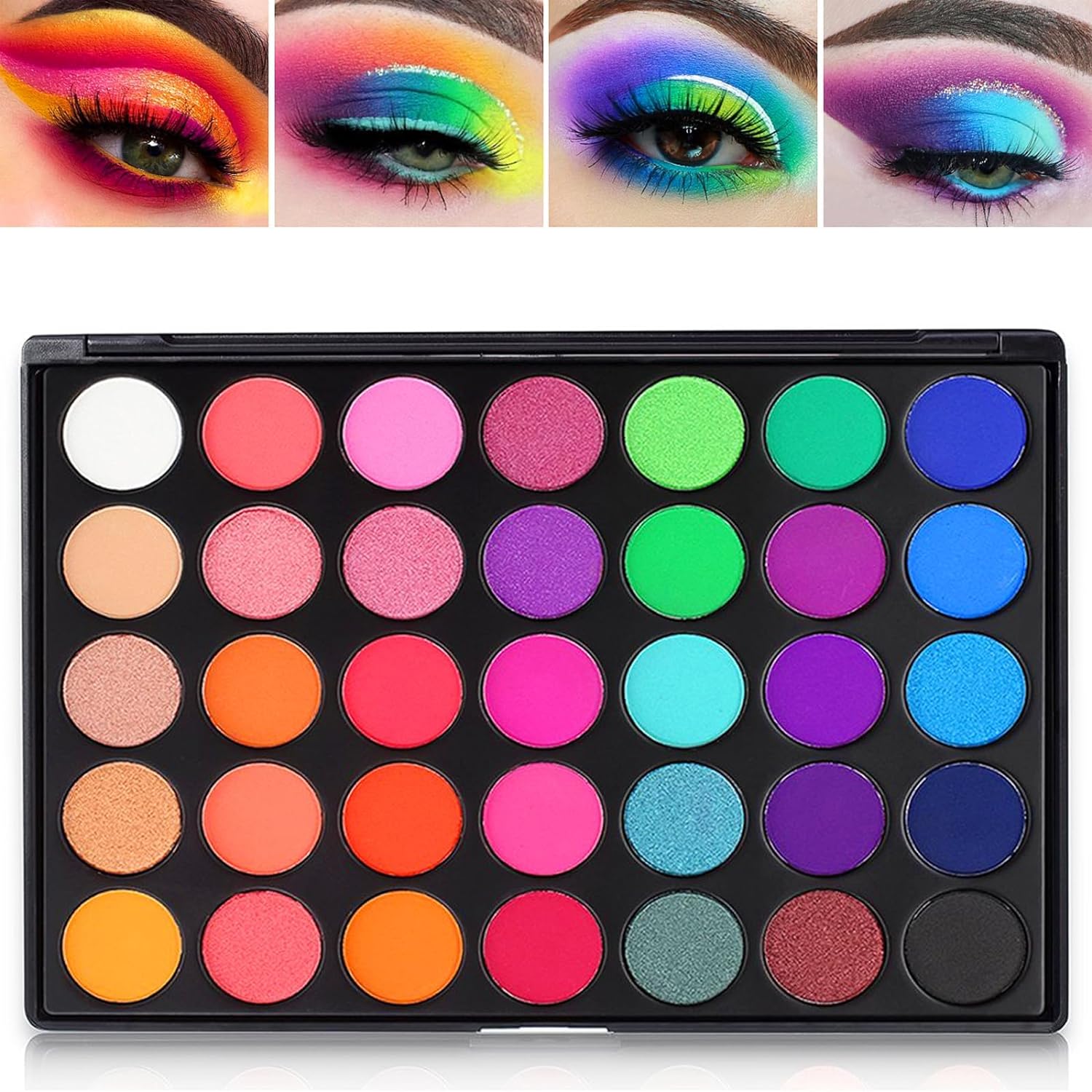 DE'LANCI Rainbow Eyeshadow Palette, Professional 35 Bright Colors