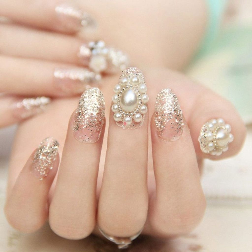 Diamond Floral Nails