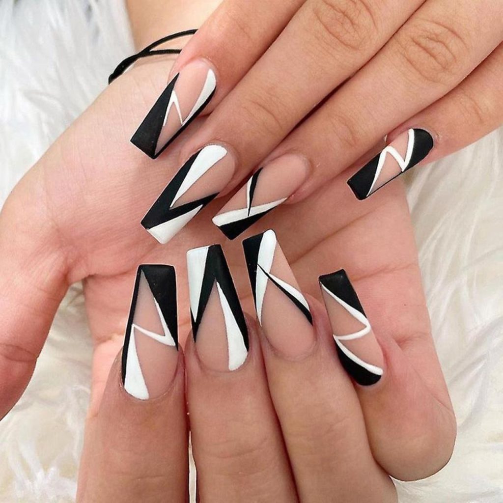 Geometric Pattern French Tips