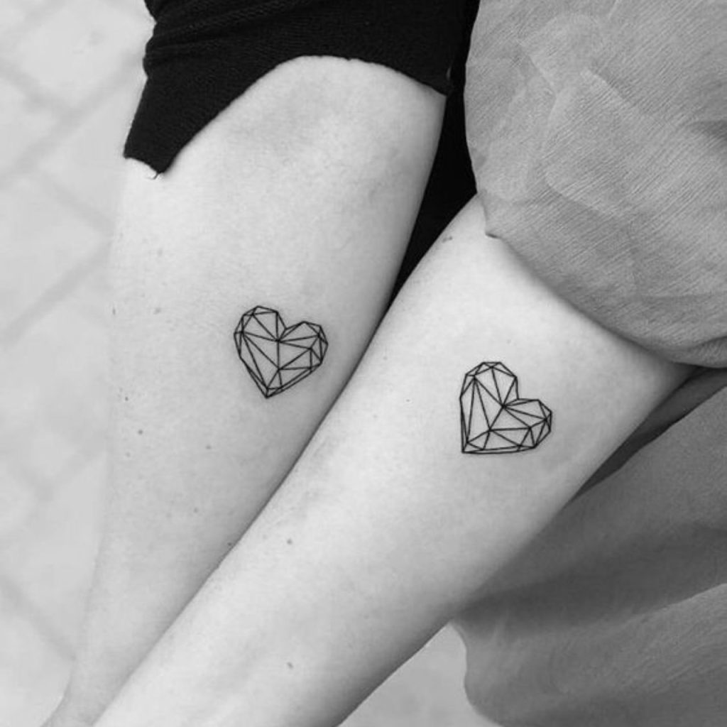 Geometric Heart Outline Tattoo Design