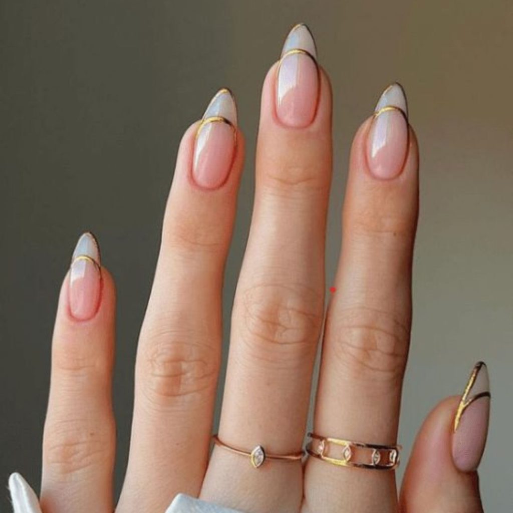 Gold French Nails