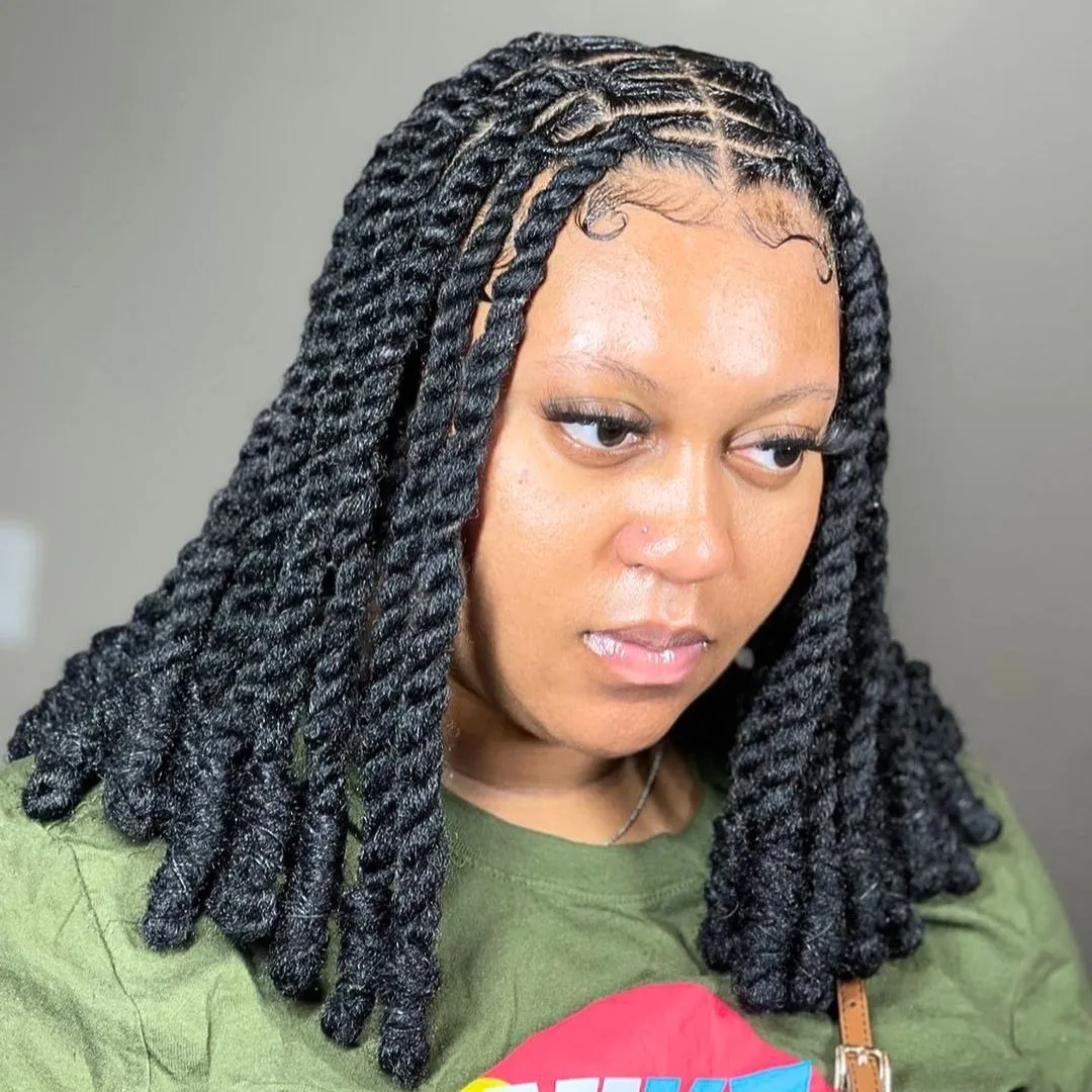 Invisible locs with a center part Hairstyle
