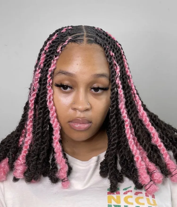 Invisible locs with a pop of color Hairstyle