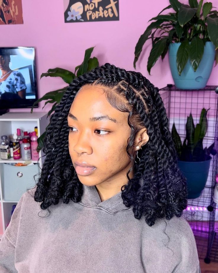 Invisible locs with a side part Hairstyle