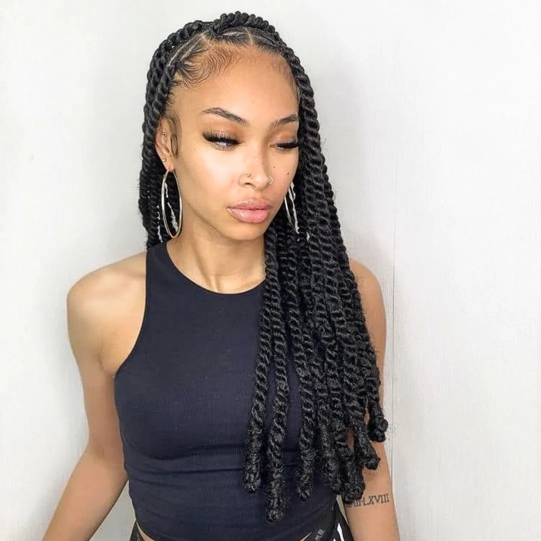 Jumbo invisible locs with curly ends Hairstyle