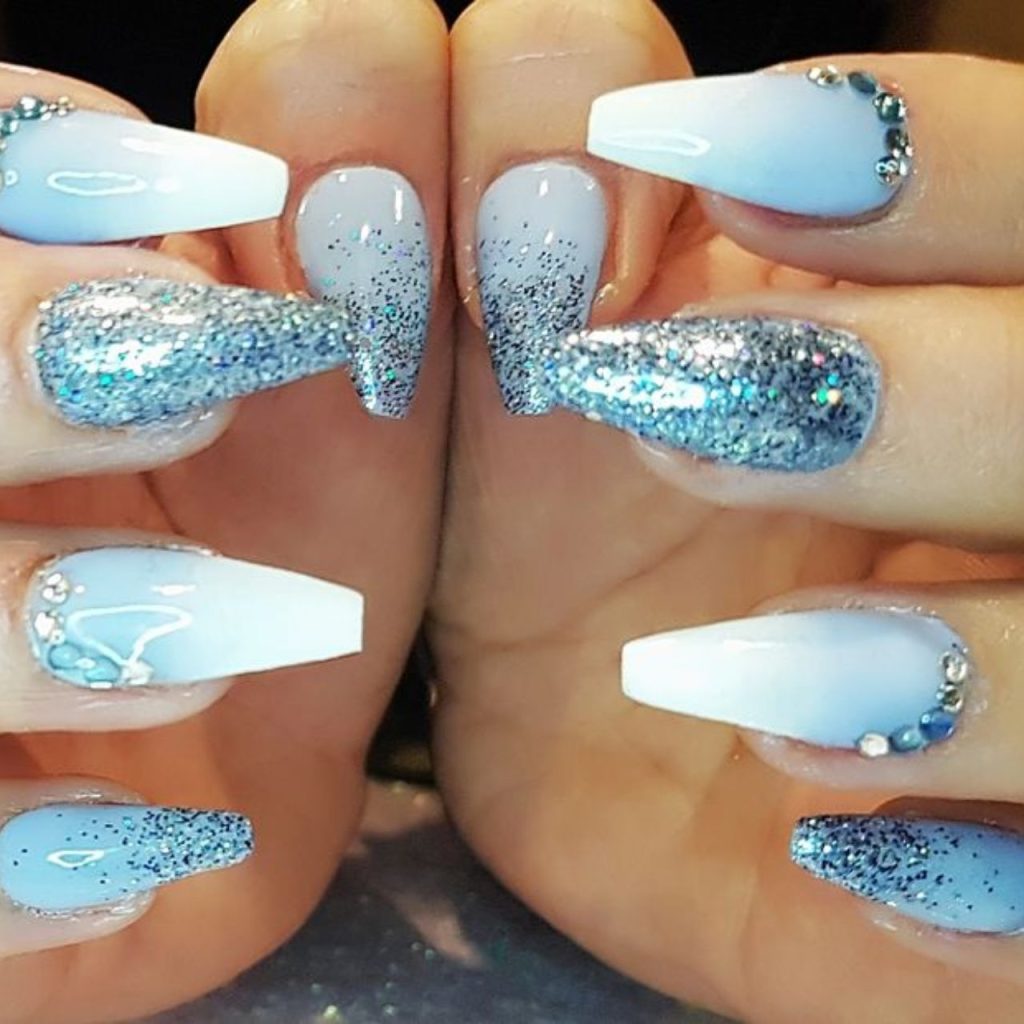 Light Blue Glitter Acrylic Color for Nails