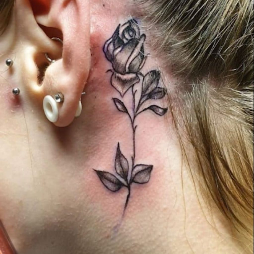 Lonely Rose! – Unique Women Side Neck Tattoos