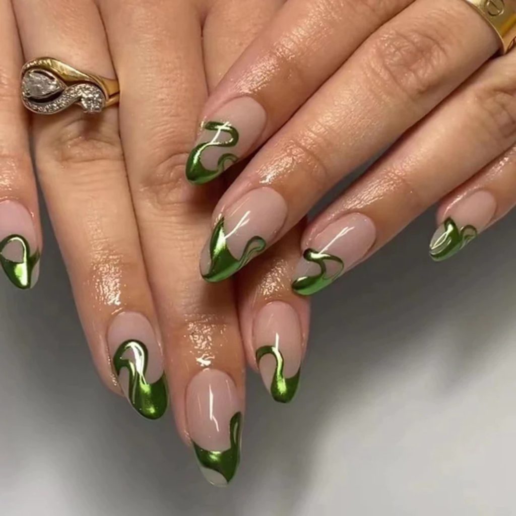 Mettalic French Tips Nails