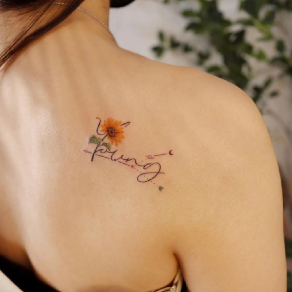 Autographic mini small sun flower tattoo 