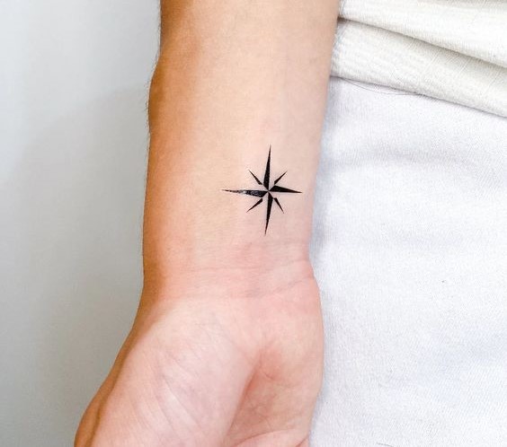 Minimalist Small Compass Tattoo Design