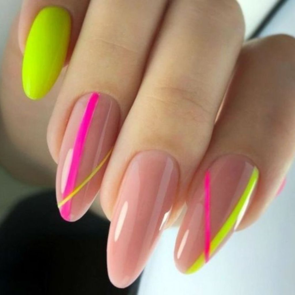 Neon Color Dip Nails
