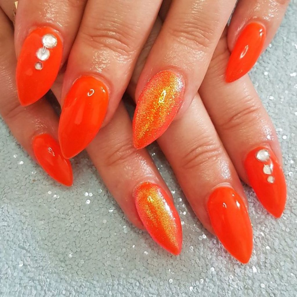 Orange Citrus Glazed Donut Acrylic Nails 