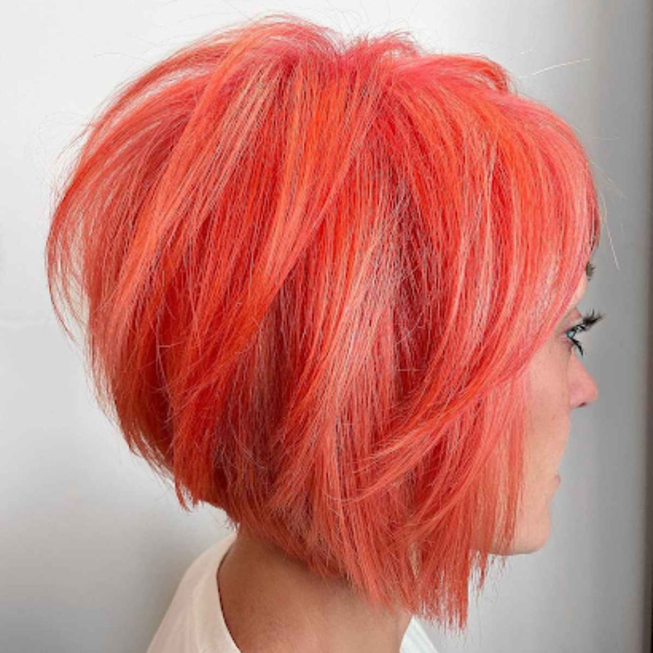 Peach bob hairstyle