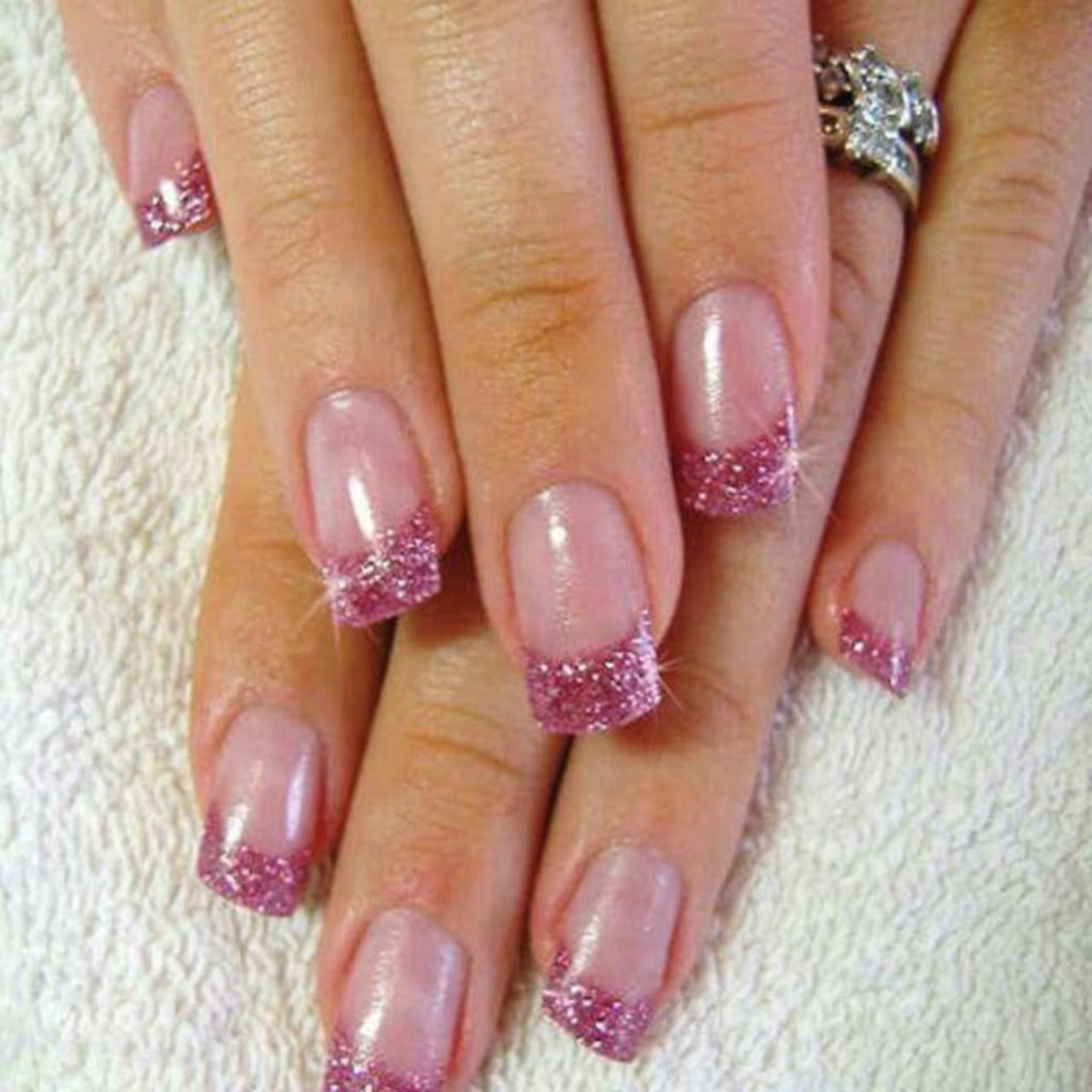Plain Nails With Pinkish Glitter