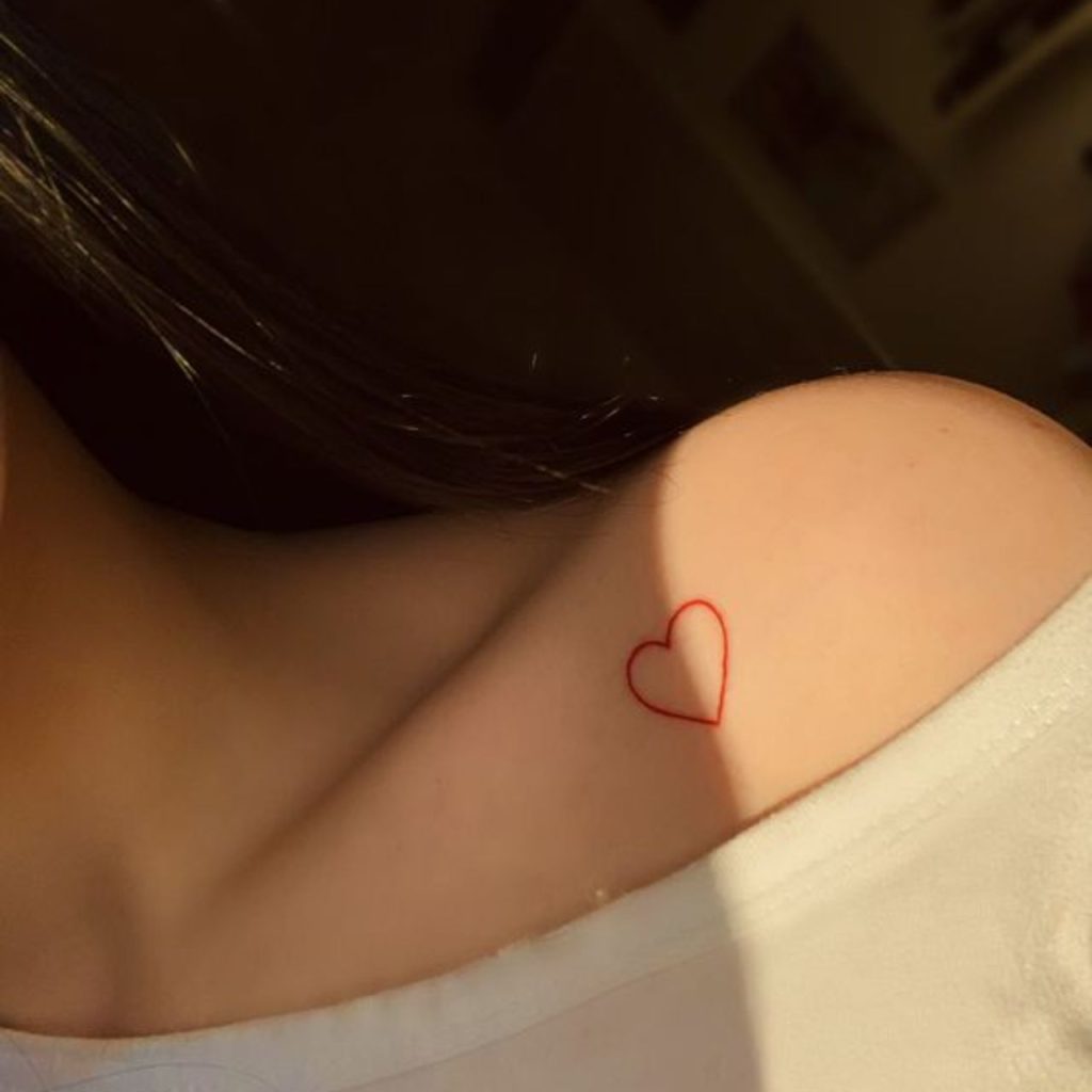 Red Heart Outline Tattoo Design