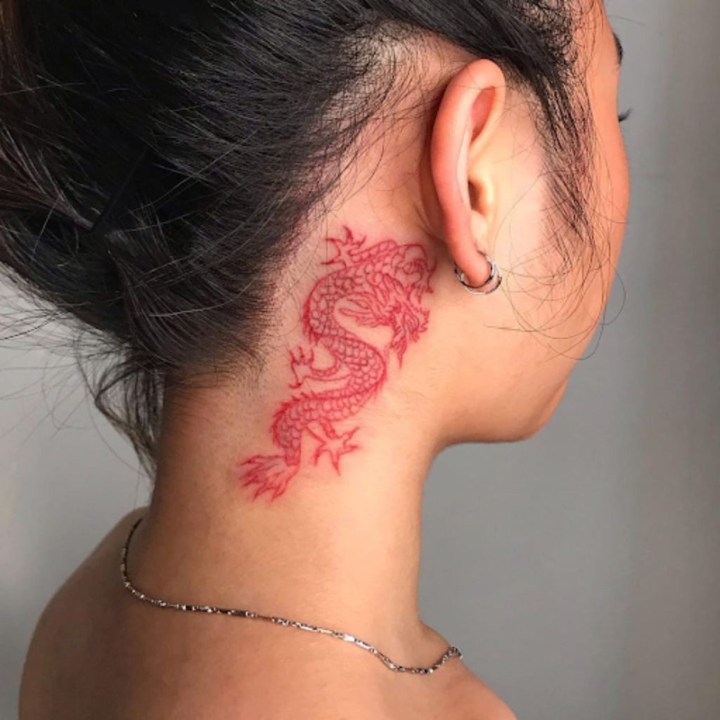 Rebellious Chinese Snake: Unique Women Side Neck Tattoos 