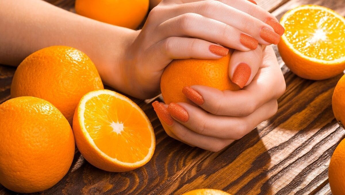 Summer orange nails design