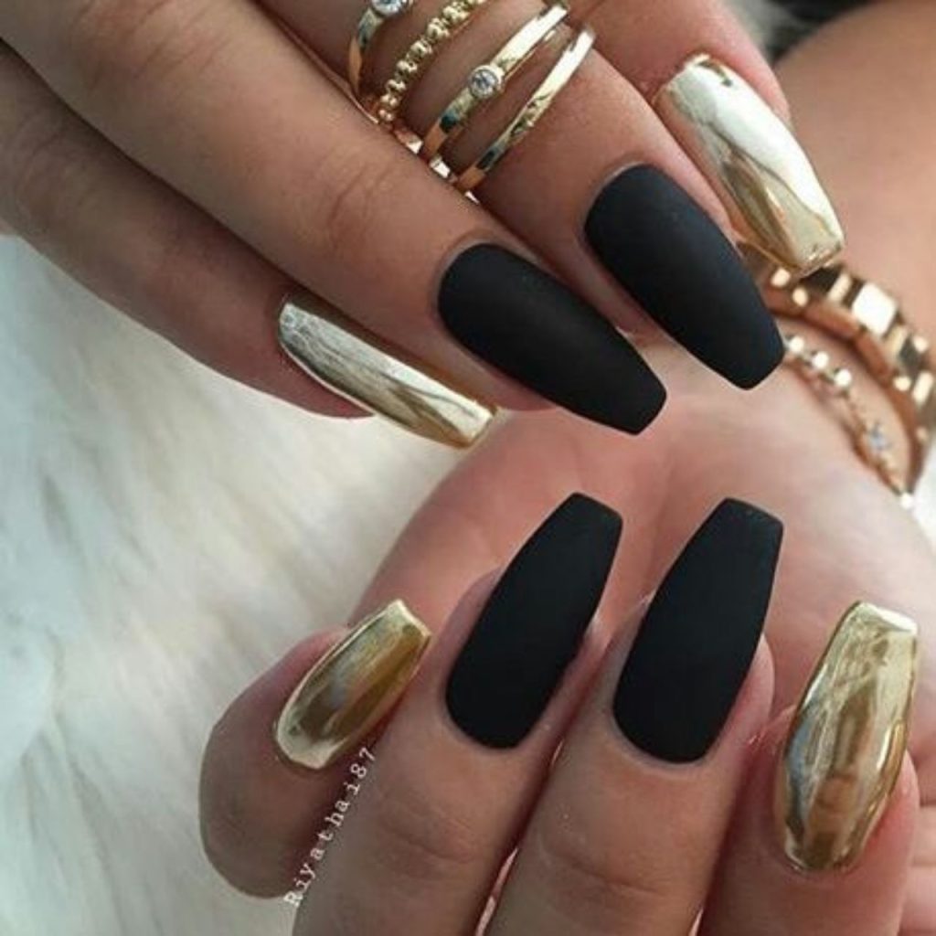 Gold Metallic acrylic nail colors 