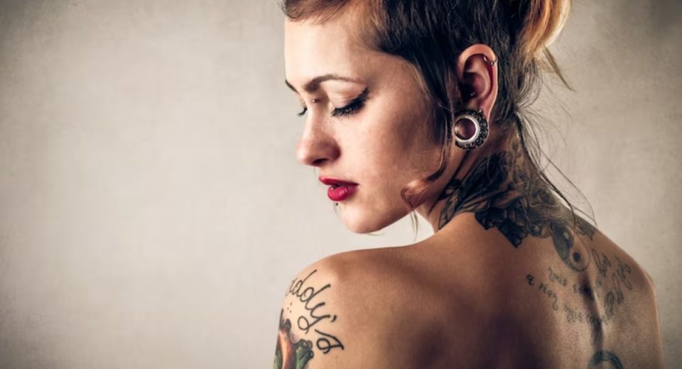 Women Side Neck Tattos