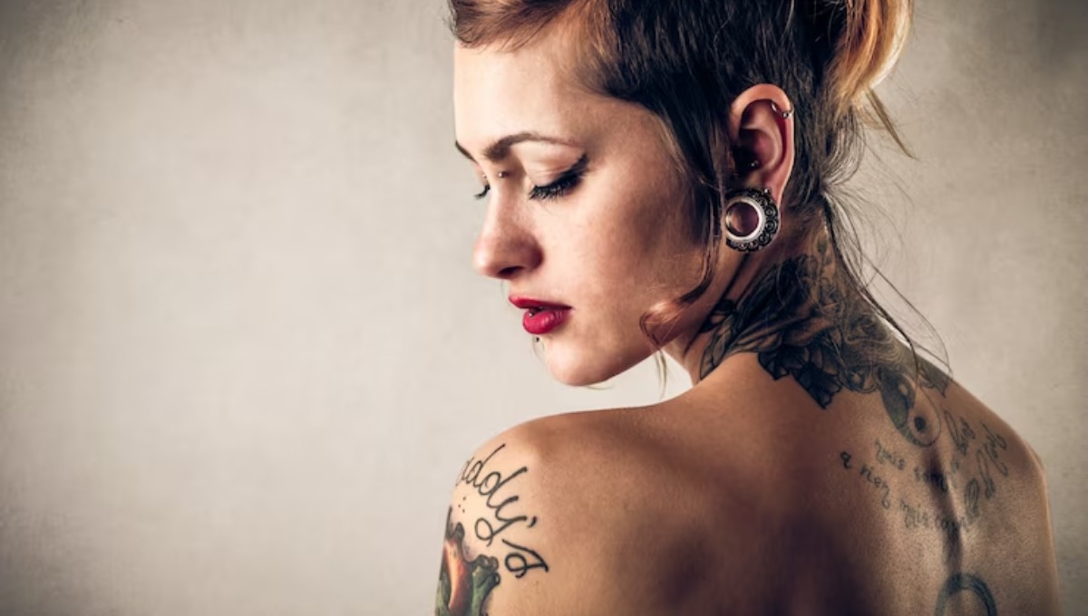 Women Side Neck Tattos