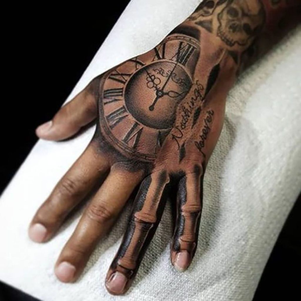 Clock Hand Tattoo Design for Crazy Look