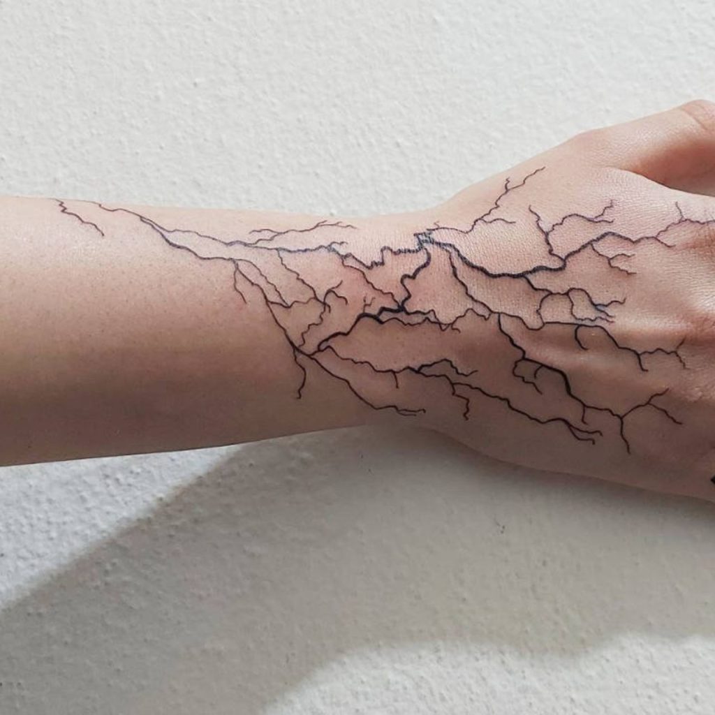 Lightning Hand Tattoo Design for Crazy Look