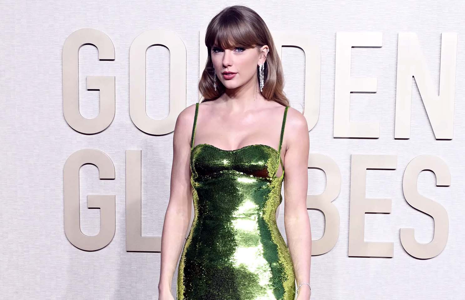 Taylor Swift Green Gucci Gown at Golden Globes 2024