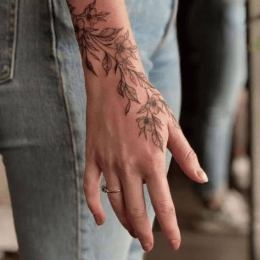 Vintage Flowers Wrap Around Flower Wrist Tattoos