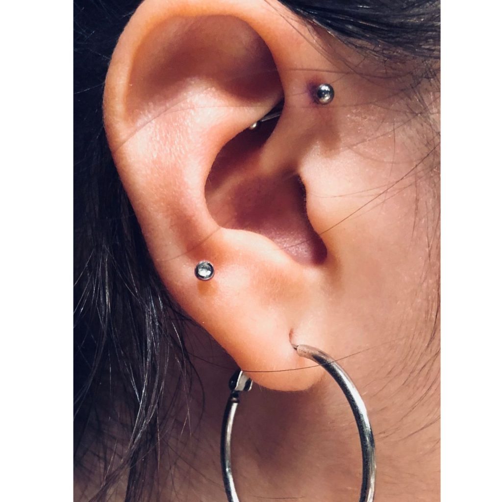 Barbell Forward Helix Piercing for Chic Look