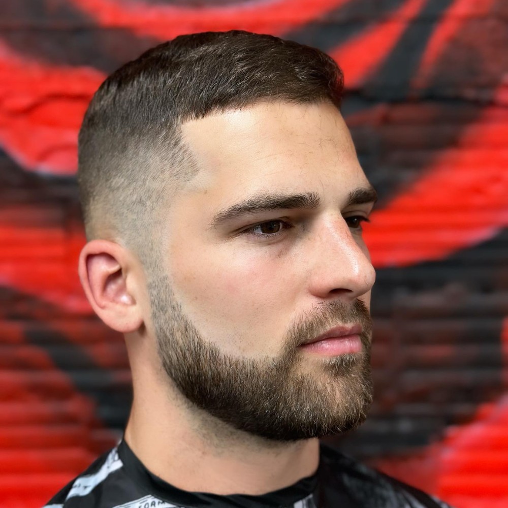 Drop Fade Haircut With Beard for chic Look