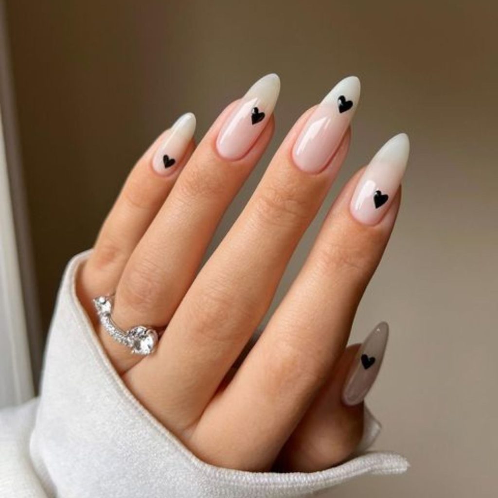 Black Heart Nail Designs for Chic Look