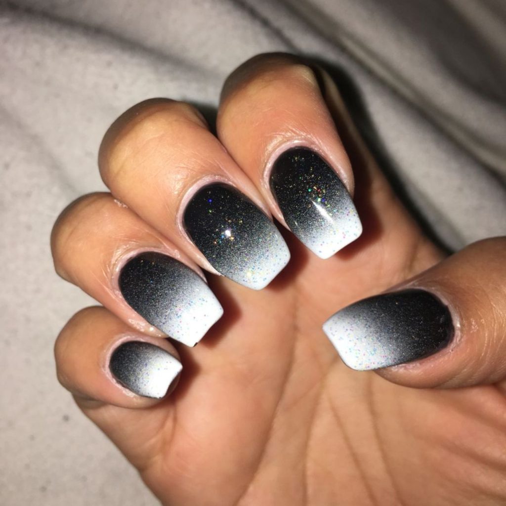 Black and White Ombre Nails