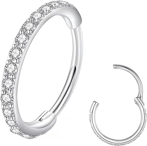  BLESSMYLOVE Clear CZ Nose Rings Hoop