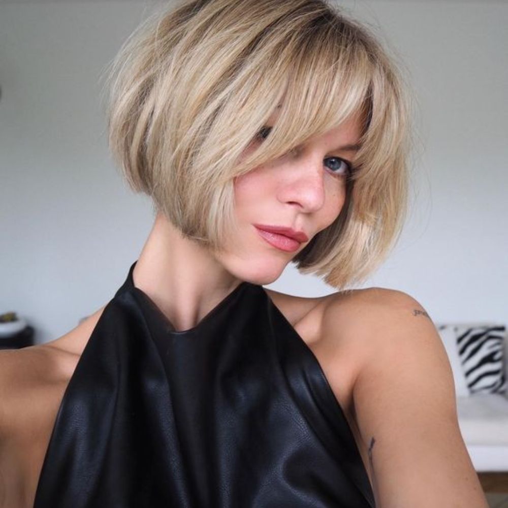 Blunt Bangs Haircut for a Glamourous Look