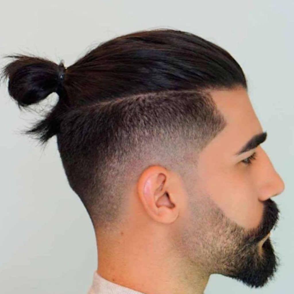 Bun Down Drop Fade Haircut for Men Sexy Look