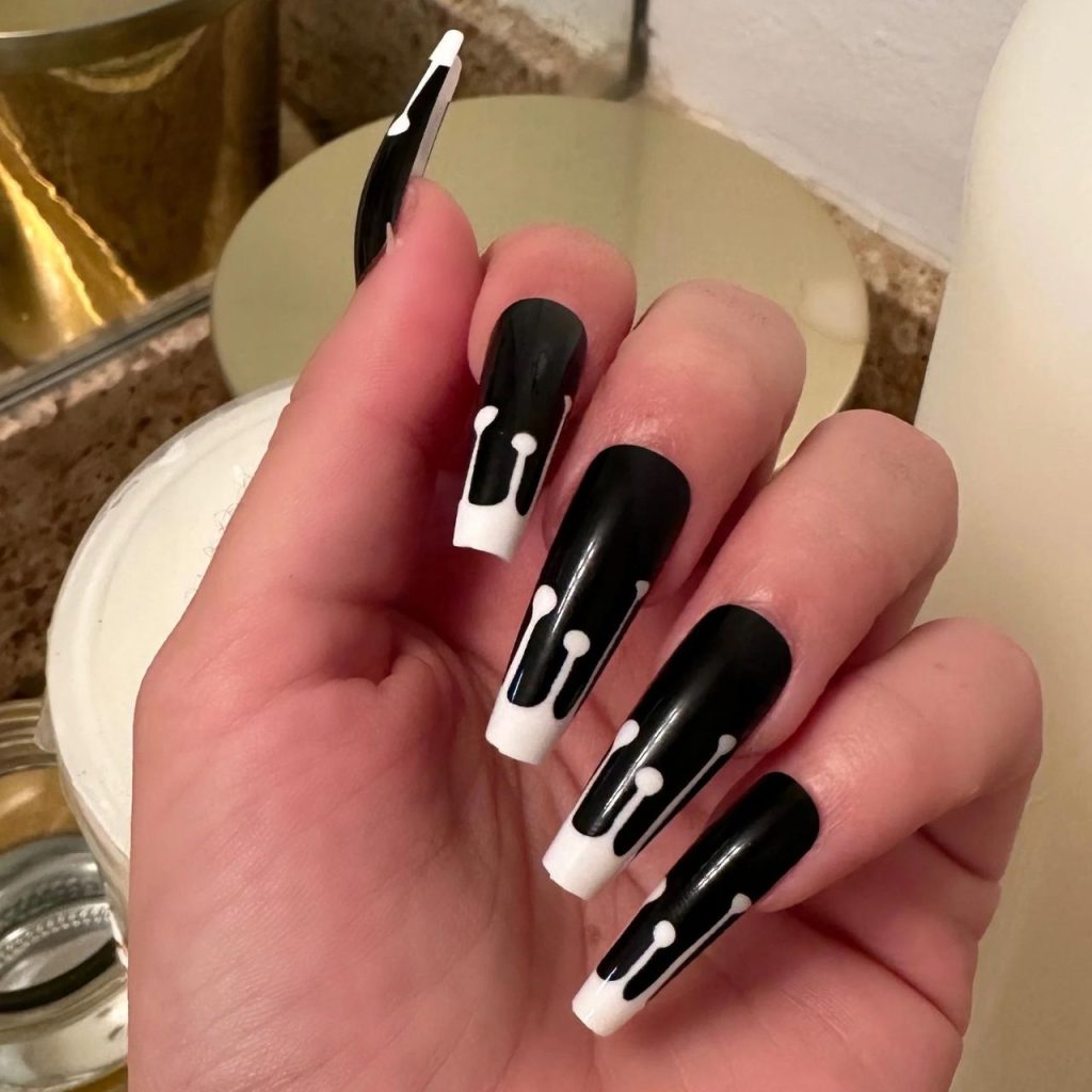 Black and White Coffin Nails