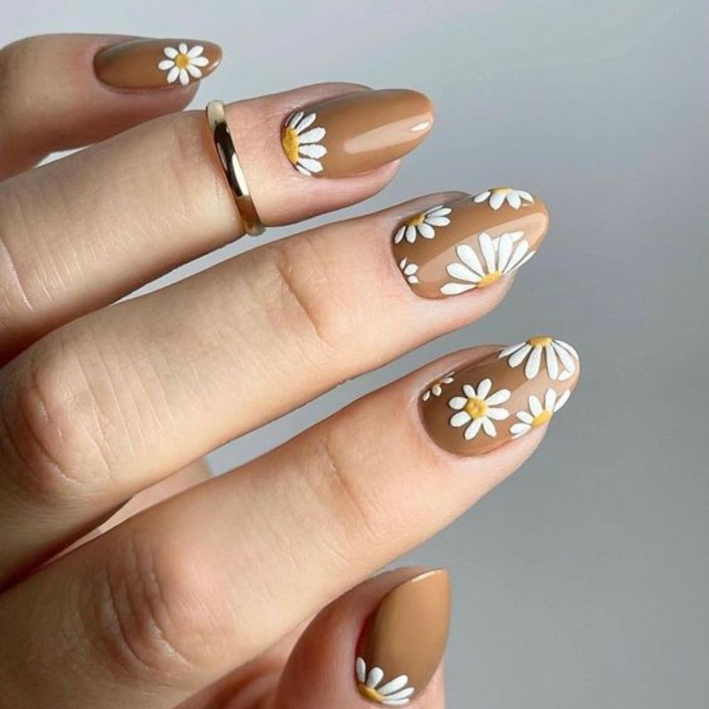 Coffin Sunflower Nail Designs for Stylish Look 2024
