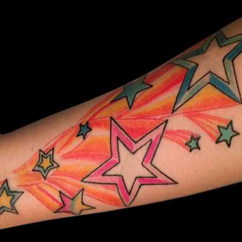 Colourful Star Tattoo for Chic Look