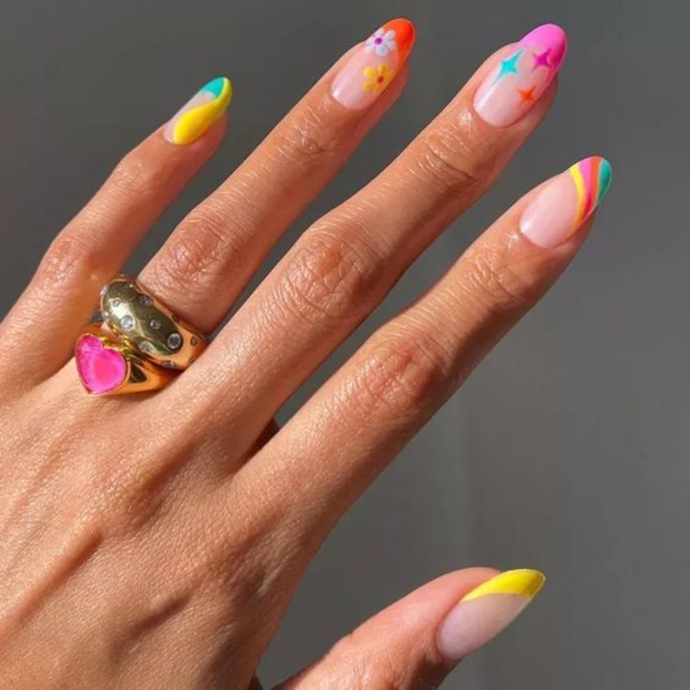 Colourful Waves Nails for your Galm Birthday Look