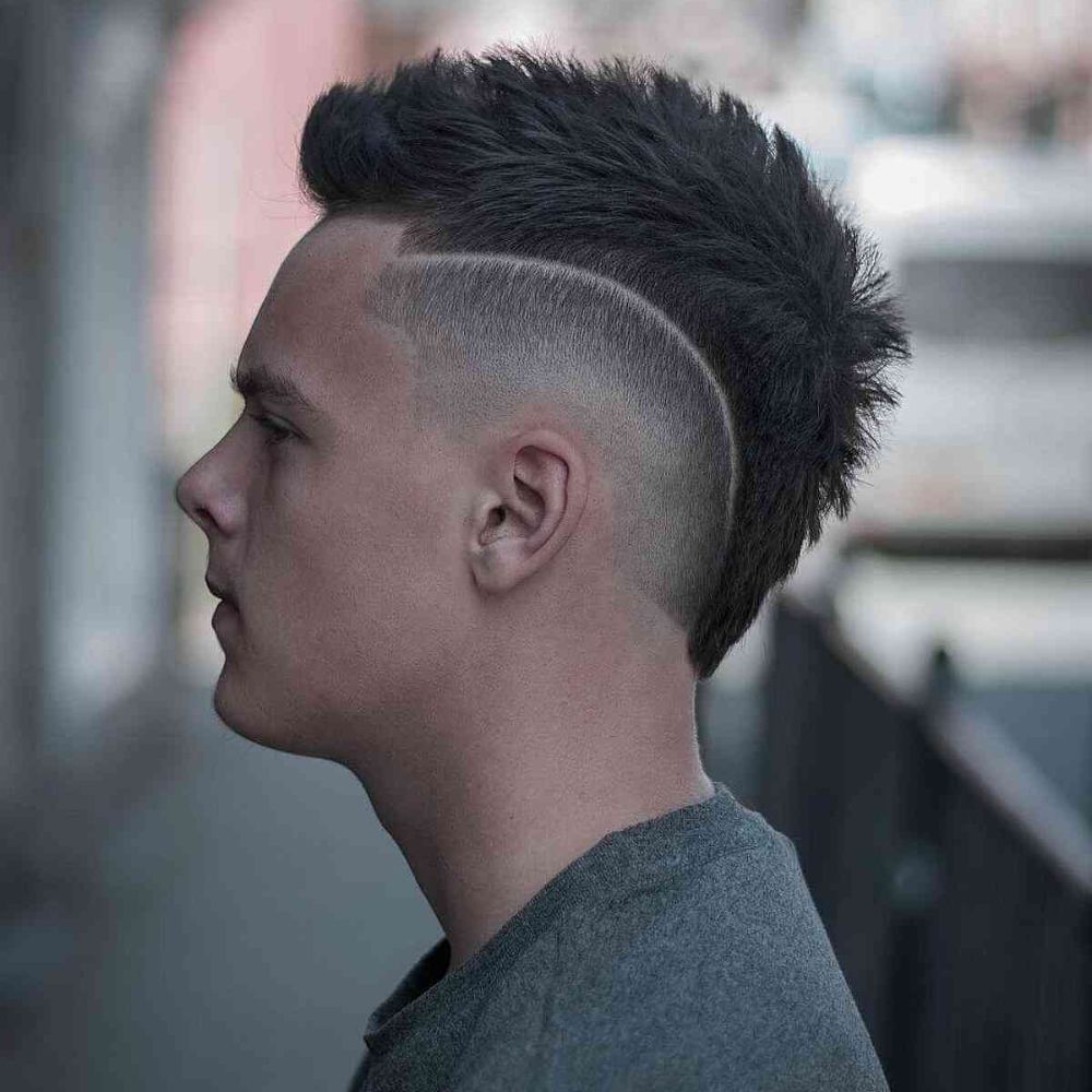 Cool Textured Mullet Burst Mohawk For A Bold Look