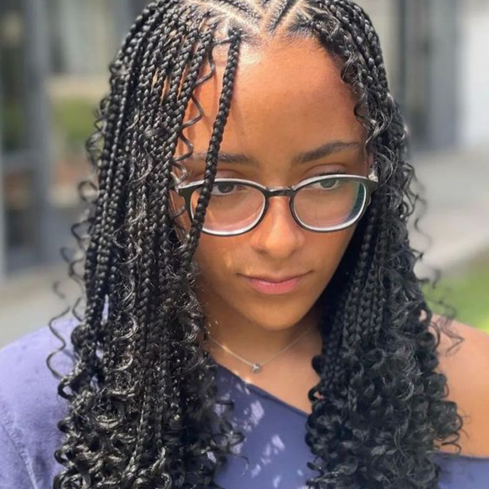 Bohemian Knotless Curly Ends Braid for Astonish Hair Look