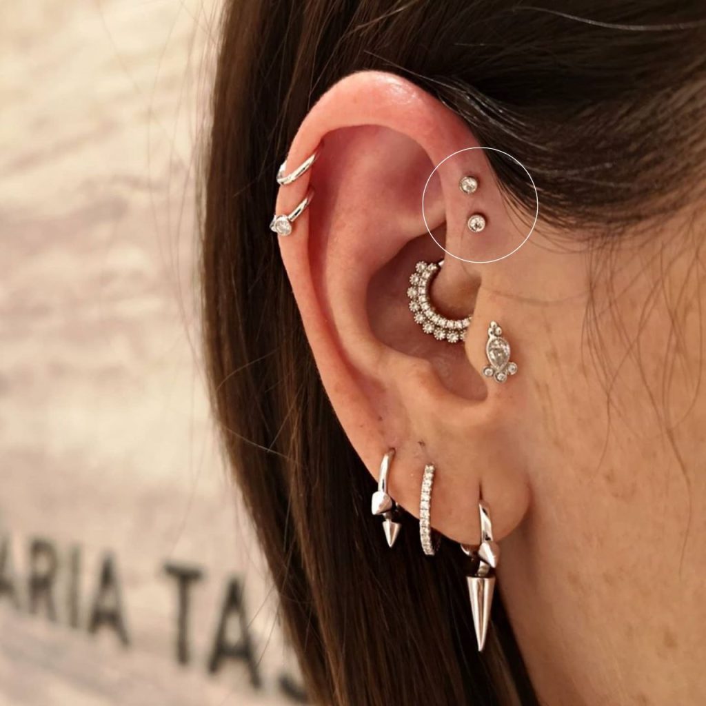 Double Forward Helix Piercing for Stunning Look