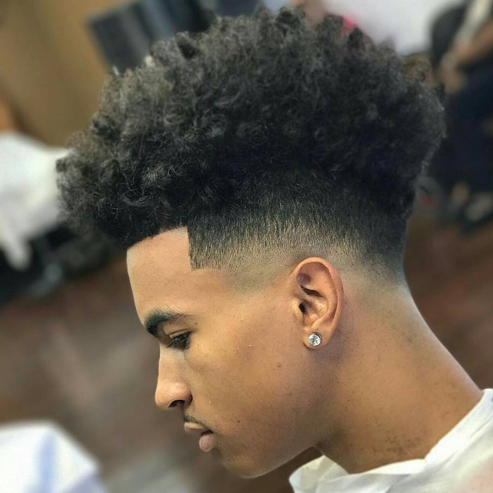 Drop Fade Afro Haircut for Men